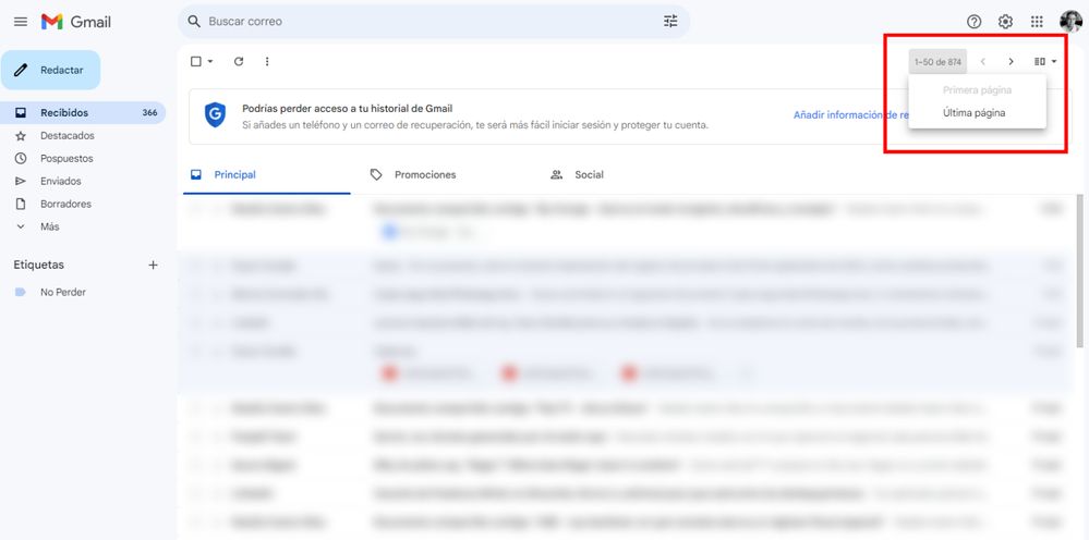 Liberar espacio Gmail en el iPhone.